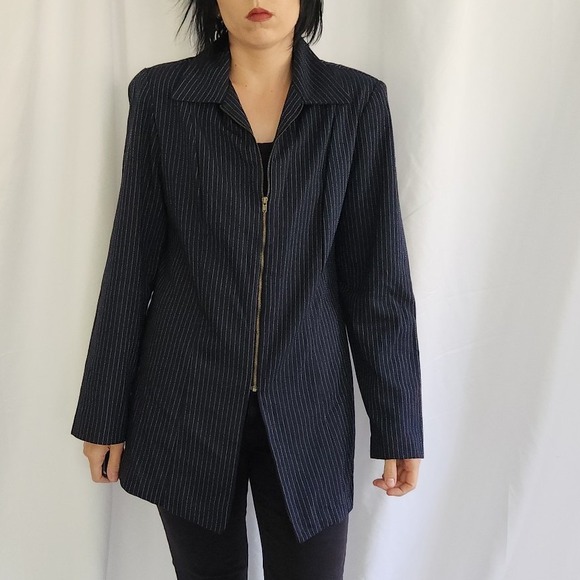 Vintage Jackets & Blazers - 90s/Y2K Blue‎ Zip Up Blazer